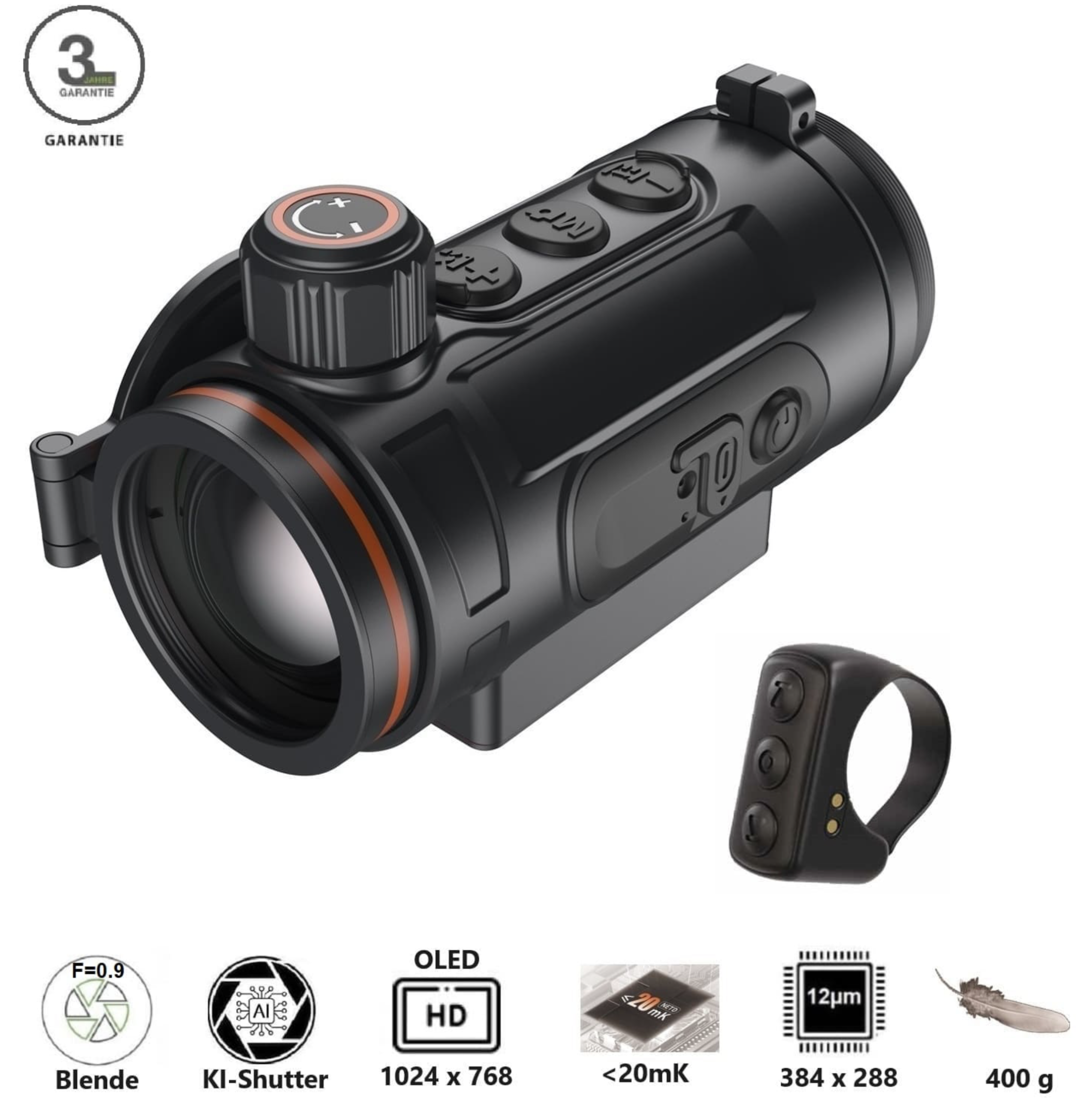 Thermtec Hunt 335 Wärmebildvorsatzgerät 384 x 288 Pixel ≤ 20 mK NETD